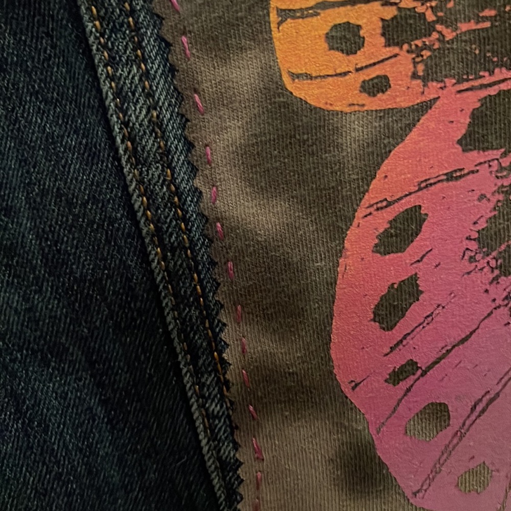 Upcycled denim jacket with Chasing Dreams butterfly skeleton - Picture 6 of 7